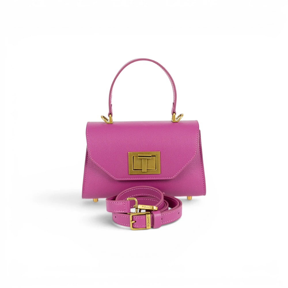 Geanta din piele naturala naturala Magenta Mini Grace