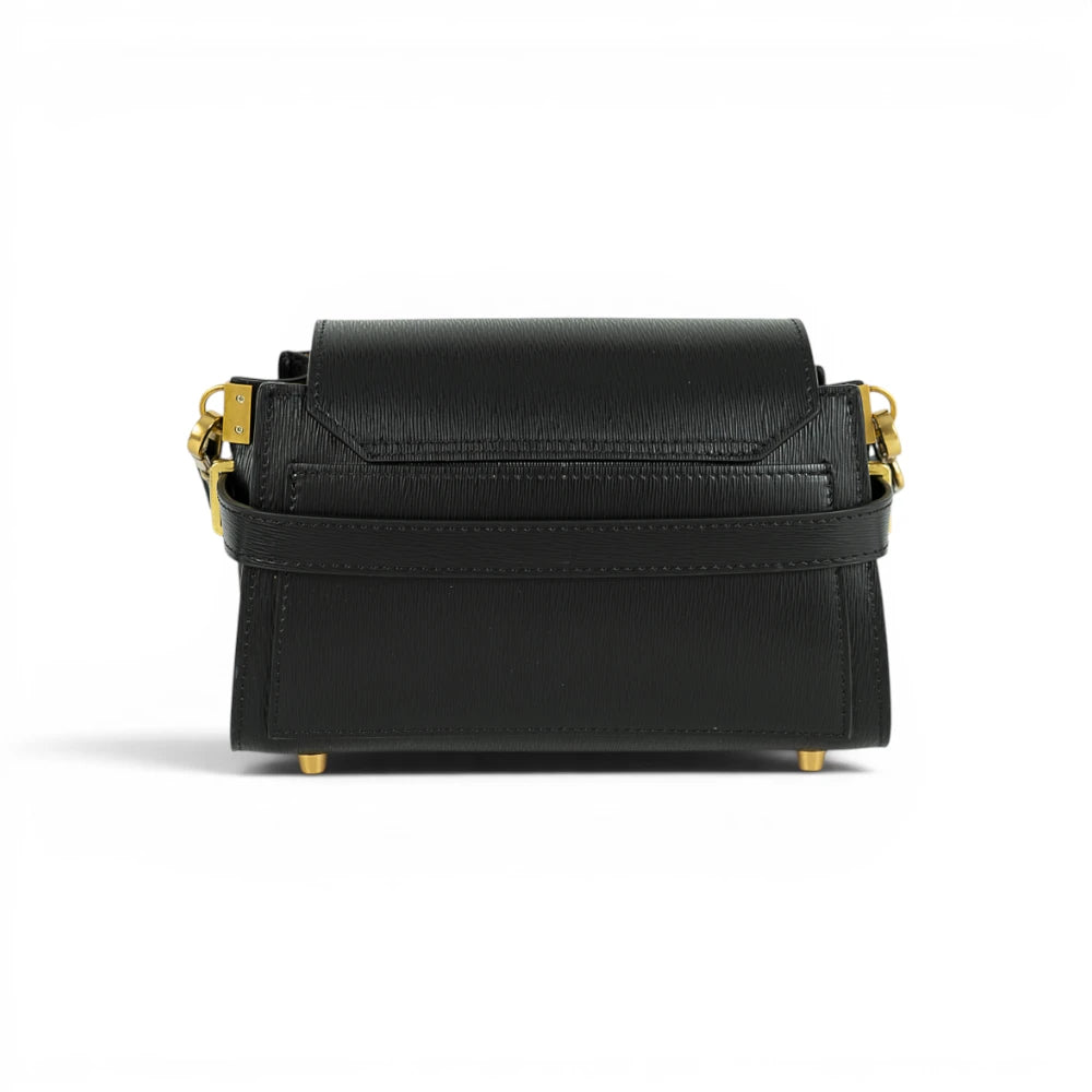 Geanta din piele naturala texturata Black Mini BELLA
