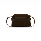 Geanta din piele naturala Suede Chocolate Mini BELLA