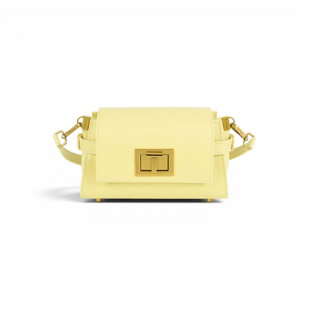 Geanta din piele naturala Saffiano Butter Yellow Mini BELLA Imagine principală a produsului