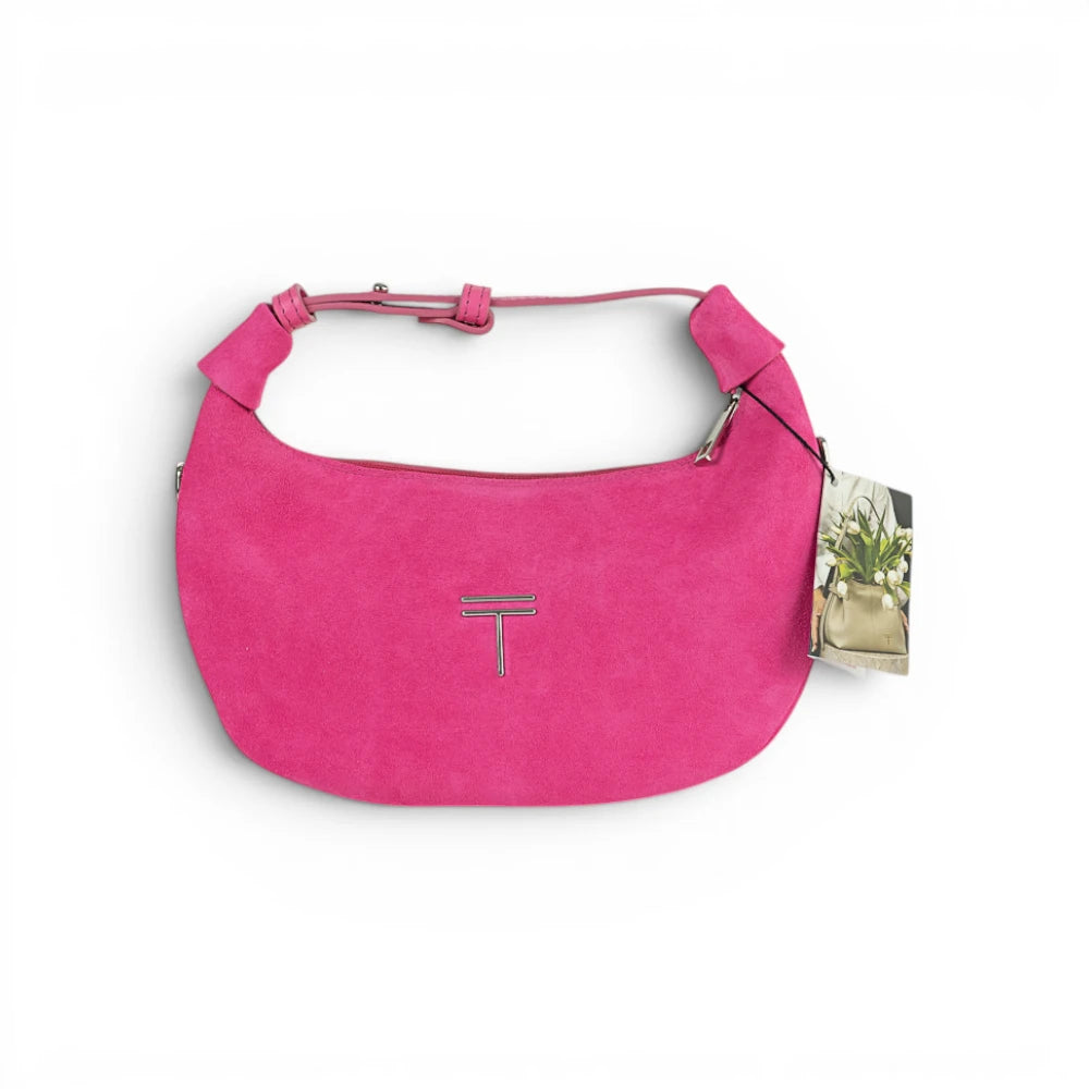 Geanta din piele naturala SUEDE fuxia Mini Moon