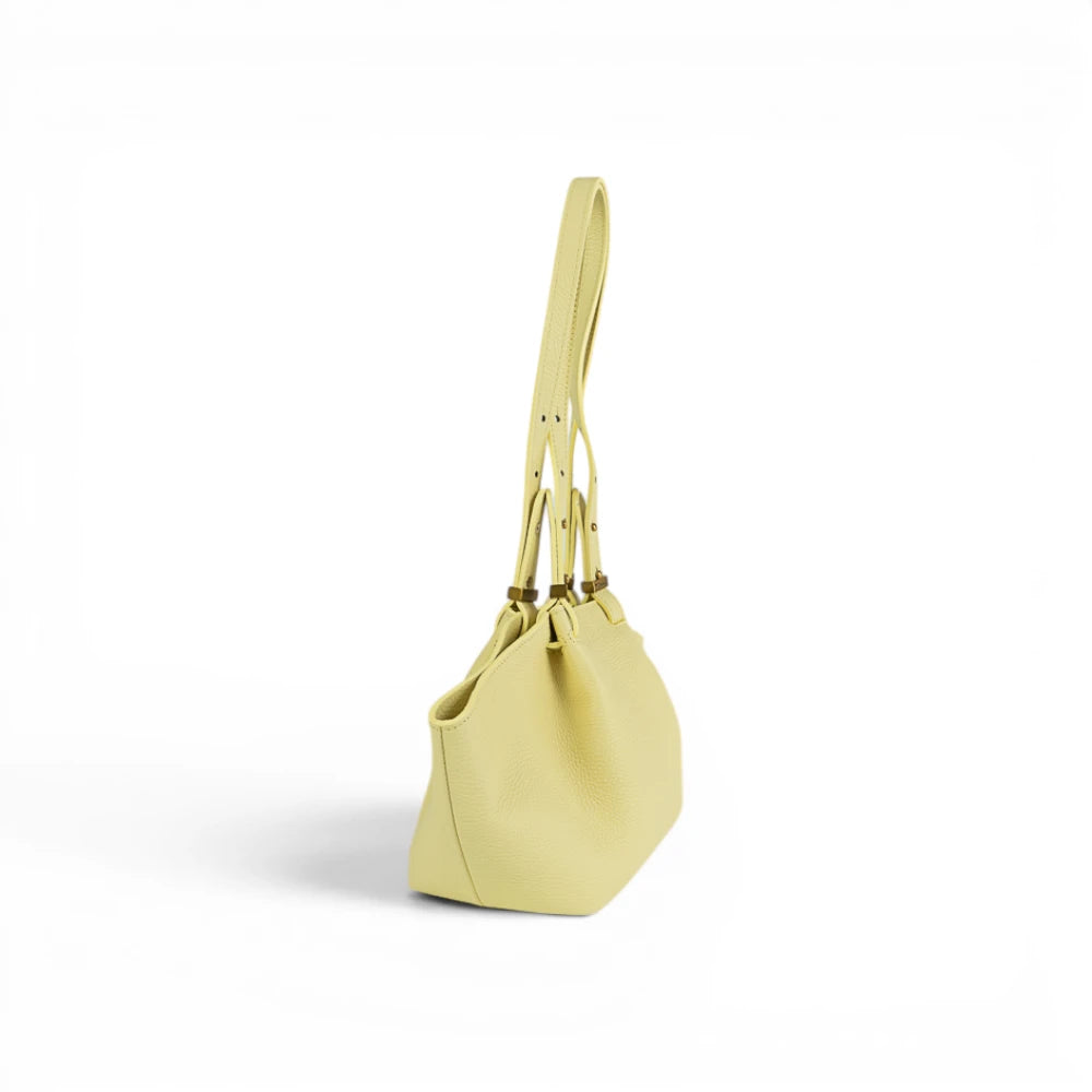 Geanta din piele naturala botalata Vanilla Yellow ESTELLE Mini