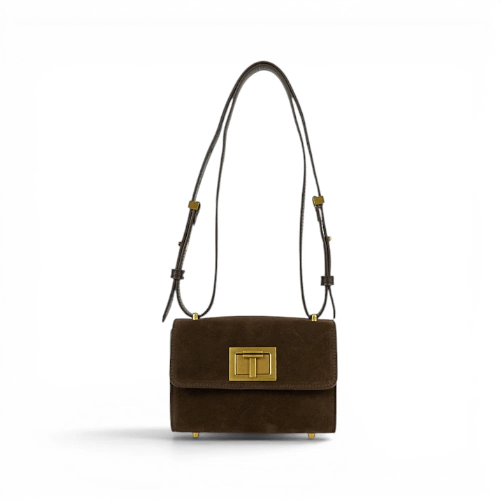 Geanta din piele naturala Suede Chocolate Sophie Imagine principală a produsului